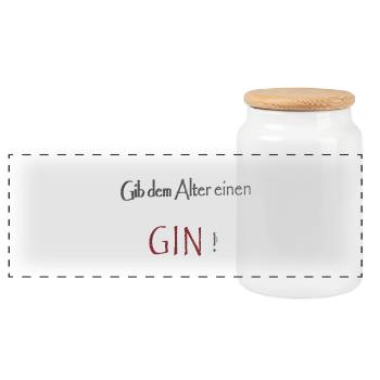 Gib dem Alter einen GIN - Panorama Keksdose mit Holzdeckel - Weiß - Vorne