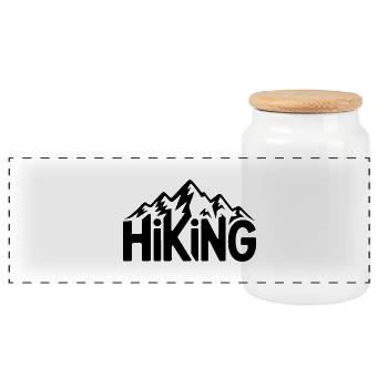 Wandern Typografie - Wandern Design - Panorama Keksdose mit Holzdeckel - Weiß - Vorne
