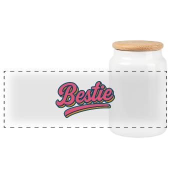Bestie - Panorama Keksdose mit Holzdeckel - Weiß - Vorne