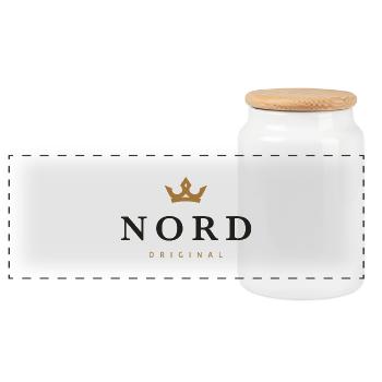 Nord Original Familienlogo - Panorama Keksdose mit Holzdeckel - Weiß - Vorne
