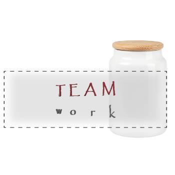 TEAM work - Panoramic Cookie Jar with Wooden Lid - white - Front