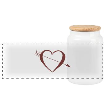 Heart Compass - Panoramic Cookie Jar with Wooden Lid - white - Front