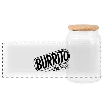 Burrito - Cool Dairy Logo - Panoramic Cookie Jar with Wooden Lid - white - Front