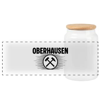 Oberhausen Glueck auf Bergbau - Panorama Keksdose mit Holzdeckel - Weiß - Vorne