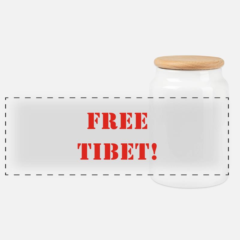 FREE TIBET! - Panorama Keksdose mit Holzdeckel - Weiß