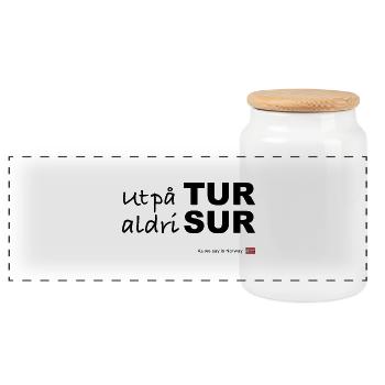 out on a trip - Panoramic Cookie Jar with Wooden Lid - white - Front