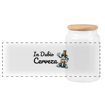 Humorvolles Bier-Design mit Charakter - Panorama Keksdose mit Holzdeckel - Weiß - Vorne