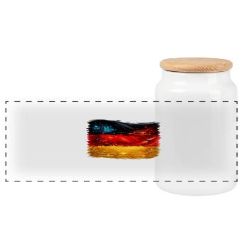 Tech-Circuit Neon Nebel Deutschland flagge - Panorama Keksdose mit Holzdeckel - Weiß - Vorne