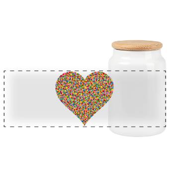 Confetti Heart - Panoramic Cookie Jar with Wooden Lid - white - Front