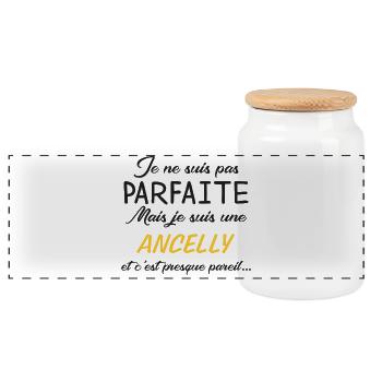Je Ne Suis Pas Parfaite Mais Je Suis Une Ancell... - Boîte à biscuits avec couvercle en bois - blanc - Devant