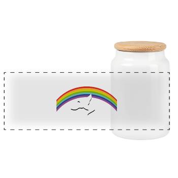 RAINBOW Regenbogen with peace dove - Panoramic Cookie Jar with Wooden Lid - white - Front