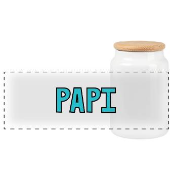 PAPY. FÊTE DES PÈRES. BONNE FÊTE PAPY. JE T'AIME. - Boîte à biscuits avec couvercle en bois - blanc - Devant