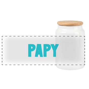PAPY. FÊTE DES PÈRES. BONNE FÊTE PAPY. JE T'AIME. - Boîte à biscuits avec couvercle en bois - blanc - Devant