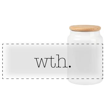 wth - Panoramic Cookie Jar with Wooden Lid - white - Front