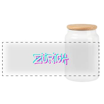 Graffiti néon de Zurich - Boîte à biscuits avec couvercle en bois - blanc - Devant
