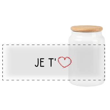JE T'AIME. SAINT VALENTIN. EVJF. JE T'AIME. I LOVE - Boîte à biscuits avec couvercle en bois - blanc - Devant