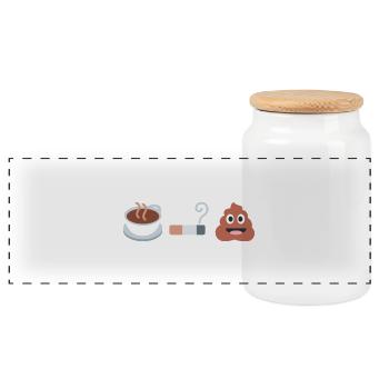 Coffee, cigarette, biscuit - Panoramic Cookie Jar with Wooden Lid - white - Front