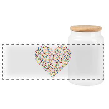 Confetti Heart - Panoramic Cookie Jar with Wooden Lid - white - Front