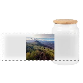 Ardèche Naturlandschaft – Originalfoto - Panorama Keksdose mit Holzdeckel - Weiß - Vorne