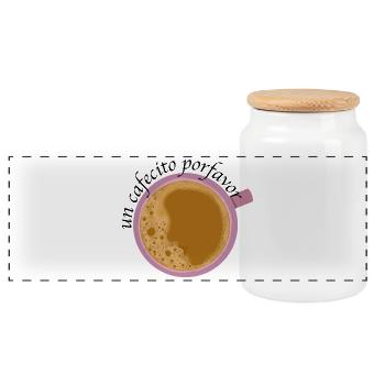 Coffee Lover - Panoramic Cookie Jar with Wooden Lid - white - Front