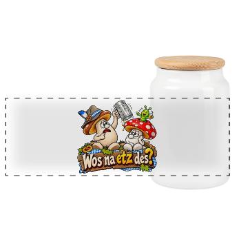 1000207822 - Panorama Keksdose mit Holzdeckel - Weiß - Vorne