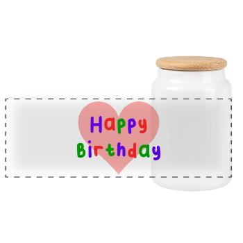 HAPPY BIRTHDAY. HAPPY BIRTHDAY. ANNIVERSARY. - Panoramic Cookie Jar with Wooden Lid - white - Front