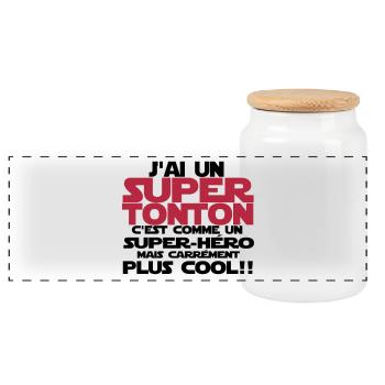 j'ai un super tonton - Boîte à biscuits avec couvercle en bois - blanc - Devant