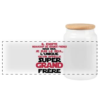 super grand frère le seul - Boîte à biscuits avec couvercle en bois - blanc - Devant