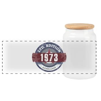 LtdEdition 1973 - Panoramic Cookie Jar with Wooden Lid - white - Front