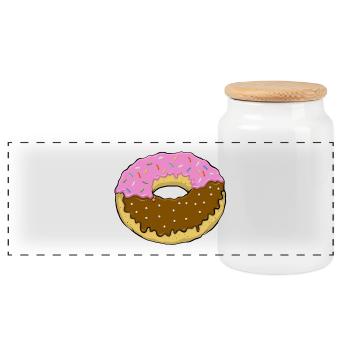 donut - Panoramic Cookie Jar with Wooden Lid - white - Front