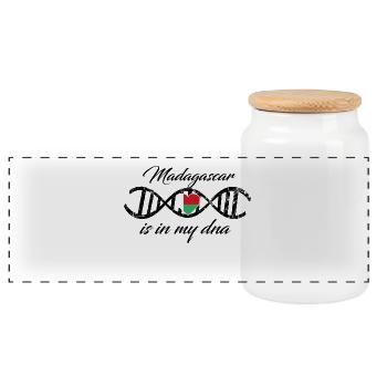 love my dns dna land country Madagascar - Panorama Keksdose mit Holzdeckel - Weiß - Vorne