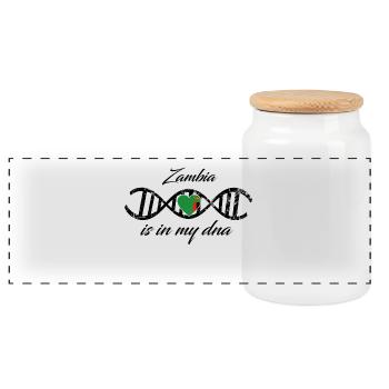 love my dns dna land country Zambia - Panorama Keksdose mit Holzdeckel - Weiß - Vorne
