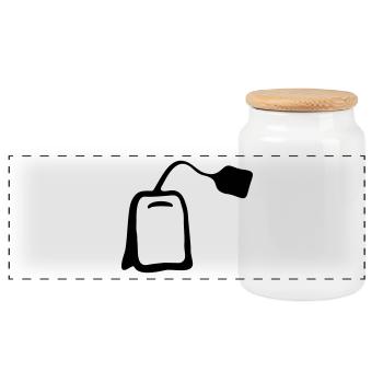 sachet de thé - Boîte à biscuits avec couvercle en bois - blanc - Devant