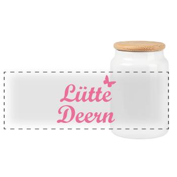 Lütte Deern | Kleines Mädchen Plattdeutsch Norden - Panorama Keksdose mit Holzdeckel - Weiß - Vorne