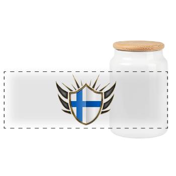 Finlande crête de drapeau 014 - Boîte à biscuits avec couvercle en bois - blanc - Devant