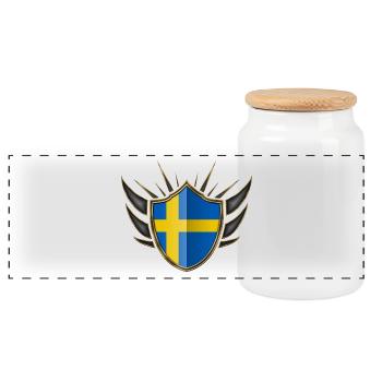 Suède Drapeau Gold Crest 014 - Boîte à biscuits avec couvercle en bois - blanc - Devant