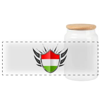 Ungarn Flagge Wappen Silber 013 - Panorama Keksdose mit Holzdeckel - Weiß - Vorne
