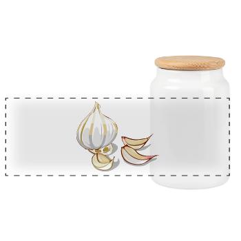 knoblauch garlic veggie gemuese vegetables5 - Panorama Keksdose mit Holzdeckel - Weiß - Vorne