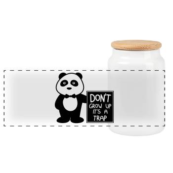 Ne pas grandir c'est une blague - Boîte à biscuits avec couvercle en bois - blanc - Devant