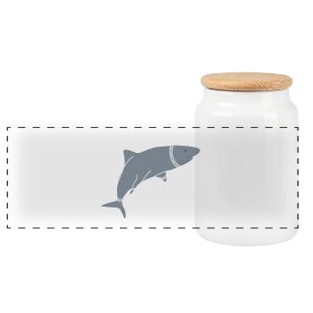 SPACE SHARK - Panorama Keksdose mit Holzdeckel - Weiß - Vorne