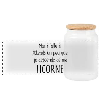 moi folle attends que je descende de ma licorne - Boîte à biscuits avec couvercle en bois - blanc - Devant