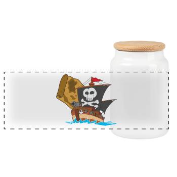 pirate ship boat pirat piratenschiff schiff skull5 - Panorama Keksdose mit Holzdeckel - Weiß - Vorne