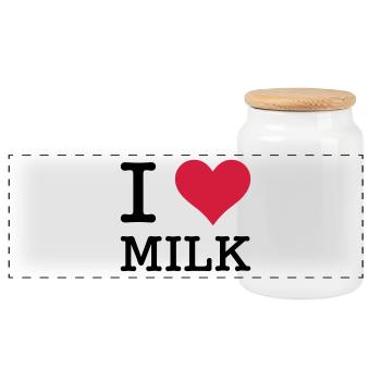 I Love Milk - Panorama Keksdose mit Holzdeckel - Weiß - Vorne