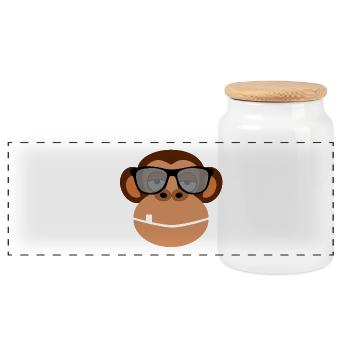 Chilliger Affe mit Sonnenbrille Geschenkidee - Panorama Keksdose mit Holzdeckel - Weiß - Vorne