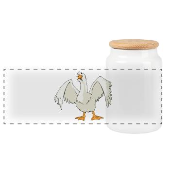 Gans Weihnachtsgans Goose Vogel Geschenk Idee - Panorama Keksdose mit Holzdeckel - Weiß - Vorne