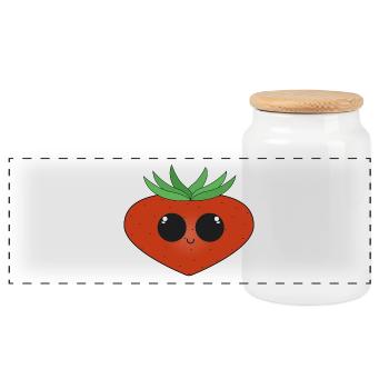 fraise - Boîte à biscuits avec couvercle en bois - blanc - Devant