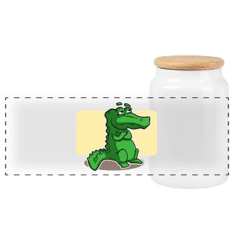 crocodile doux - Boîte à biscuits avec couvercle en bois - blanc - Devant