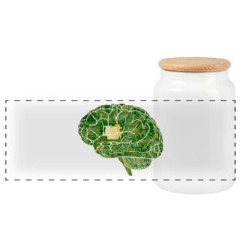 Brain Computer Chip Chip Computer - Panoramic Cookie Jar with Wooden Lid - white - Front