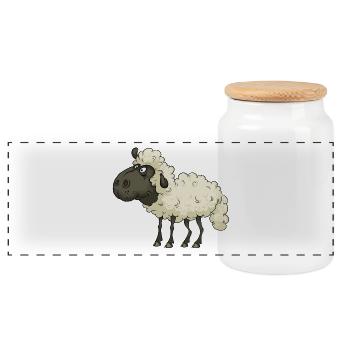 sheep - Panoramic Cookie Jar with Wooden Lid - white - Front