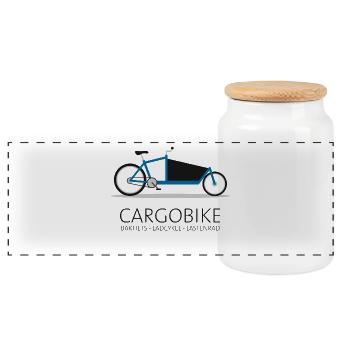 Cargobike Bakfiets Ladcykel cargo bike - Panoramic Cookie Jar with Wooden Lid - white - Front